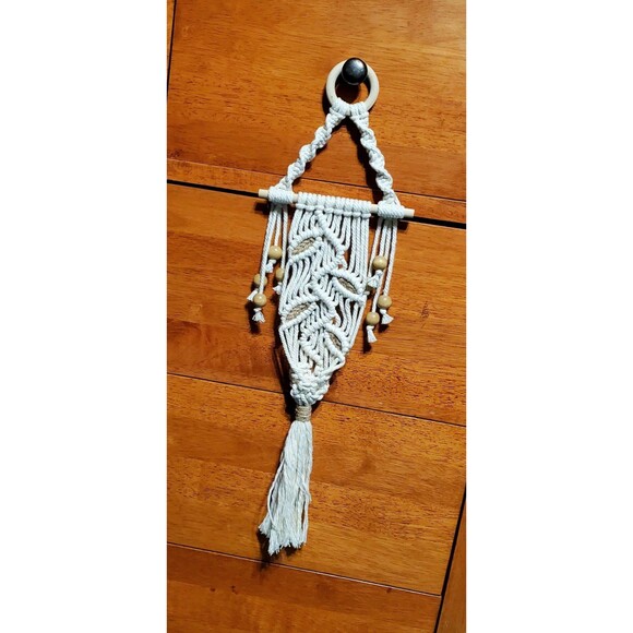 Super Cute Handmade Wood, Cotton, & Jute Macrame BOHO Air Plant Hanger - Picture 2 of 2
